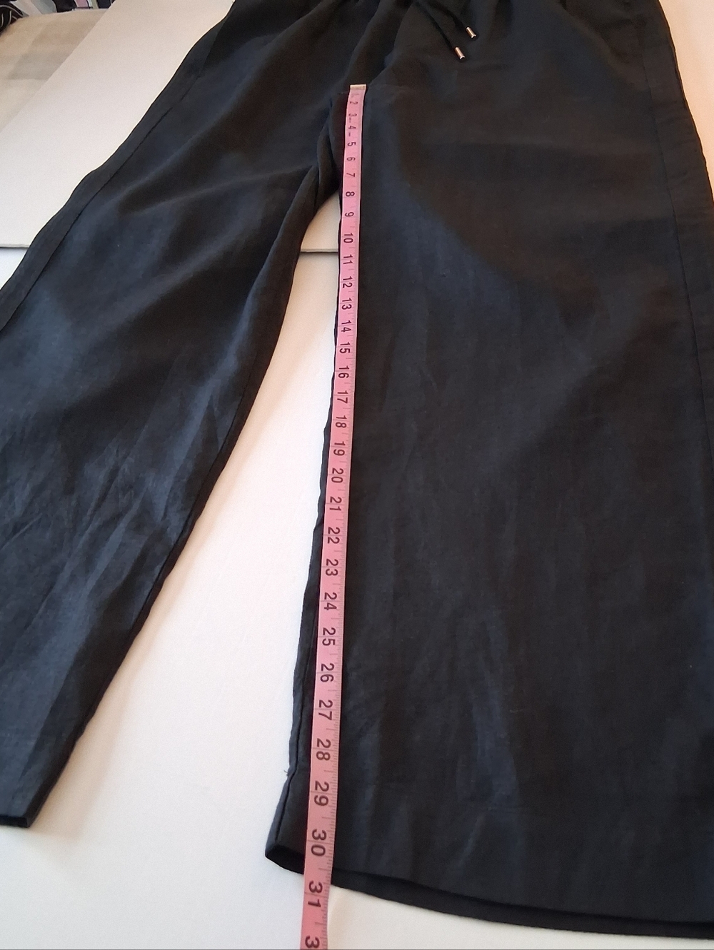 Quince 100% European Linen Pull-on Drawstring Wide Leg Pants Black Sz Large - Picture 9 of 11